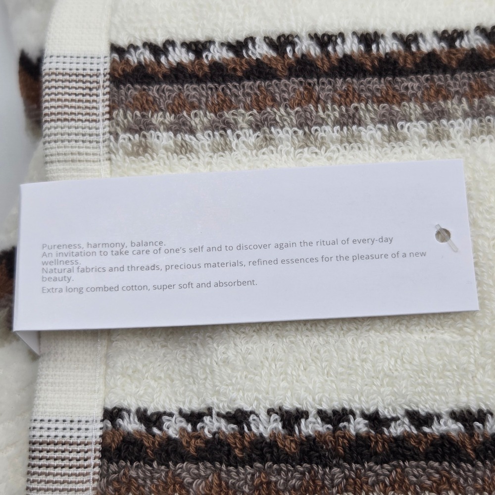 Felpinter 6pc Cotton Bath Hand Towel Set Chevron Stripe Cream Brown Portugal - Picture 7 of 16